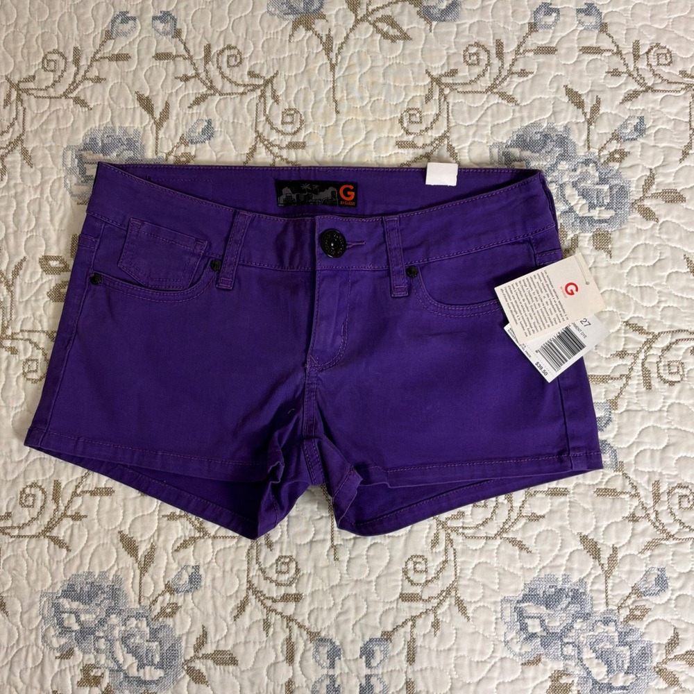 G By Guess Shorts Womens 27 Purple New Y2k Low Rise Mini Denim